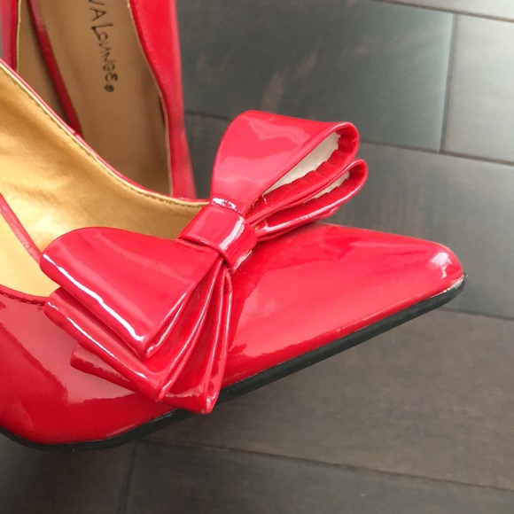 NEW Red Patent Leather Bow Pumps - Picture 6 of 8